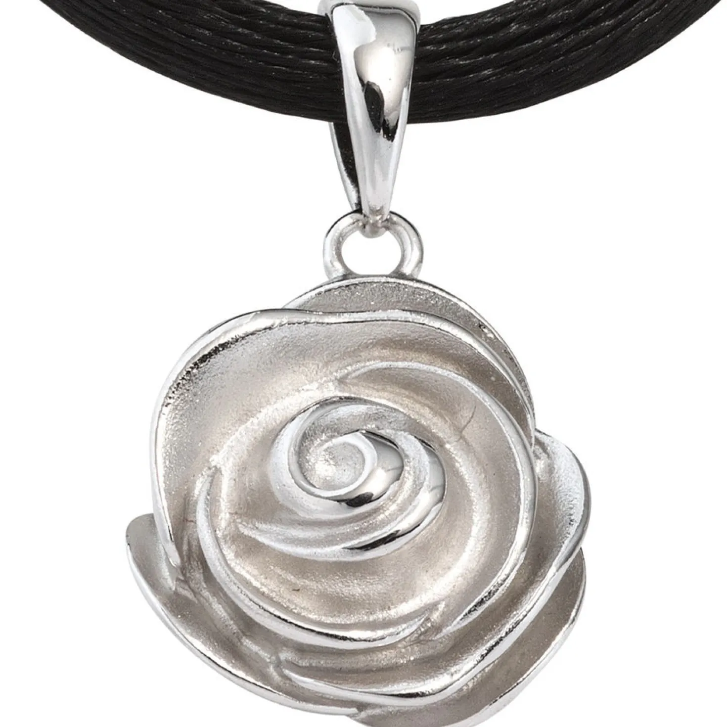 Anhänger 12,8x15mm Rose aus 925 Silber rhodiniert teilmattiert Damen
