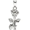 Anhänger 9,9x19,5mm Rose mit Blättern Blume 925 Silber rhodiniert Damen