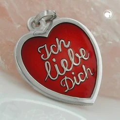 Anhänger 17x16mm rotes Herz Ich liebe Dich aus 925 Silber Damen