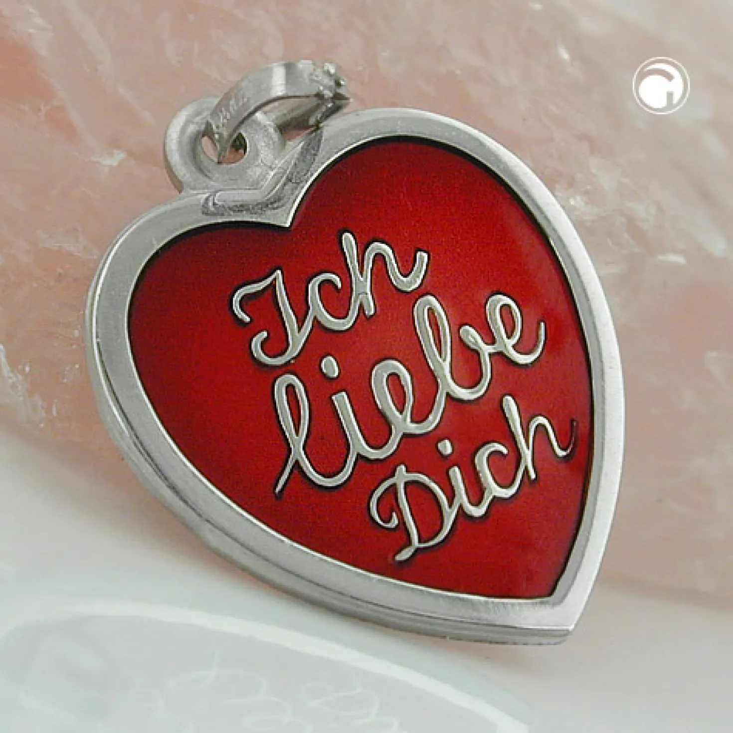 Anhänger 17x16mm rotes Herz Ich liebe Dich aus 925 Silber Damen