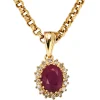Anhänger 10,3x13,6mm Rubin & 16 Diamanten 0.16Ct 585 Gold Gelbgold oval
