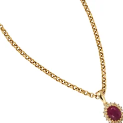 Anhänger 10,3x13,6mm Rubin & 16 Diamanten 0.16Ct 585 Gold Gelbgold oval