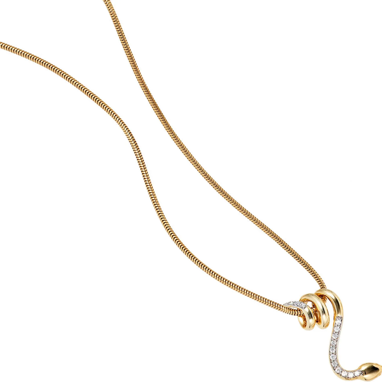 Anhänger 20,2x21,7mm Schlange mit 14 Diamanten 0.11Ct W/SI 585 Gold Gelbgold