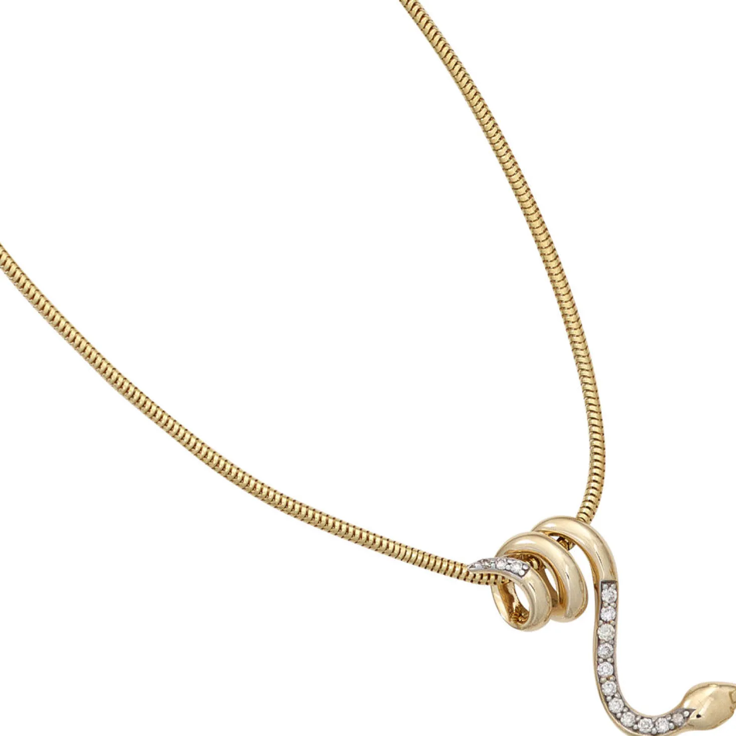 Anhänger 20,2x21,7mm Schlange mit 14 Diamanten 0.11Ct W/SI 585 Gold Gelbgold