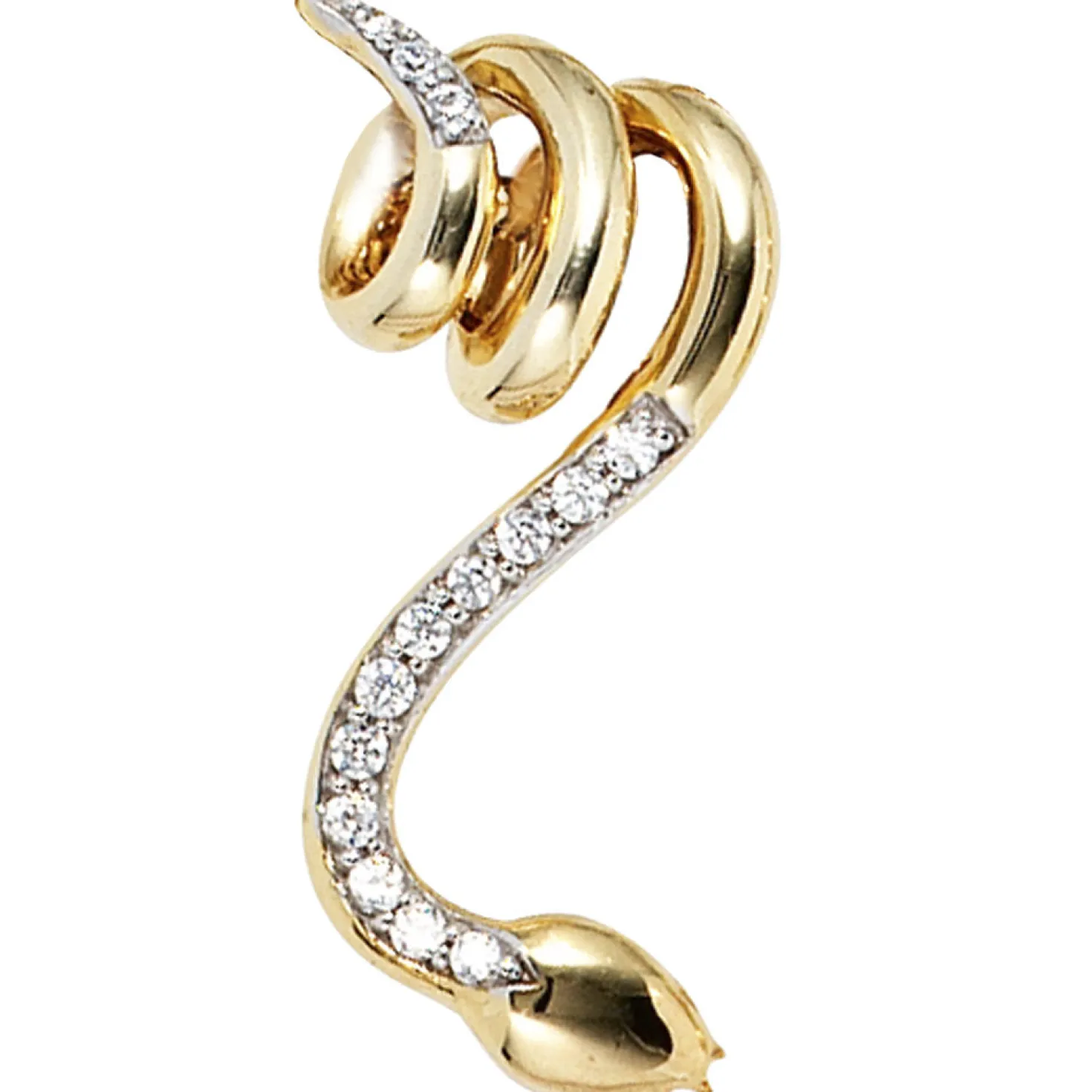 Anhänger 20,2x21,7mm Schlange mit 14 Diamanten 0.11Ct W/SI 585 Gold Gelbgold
