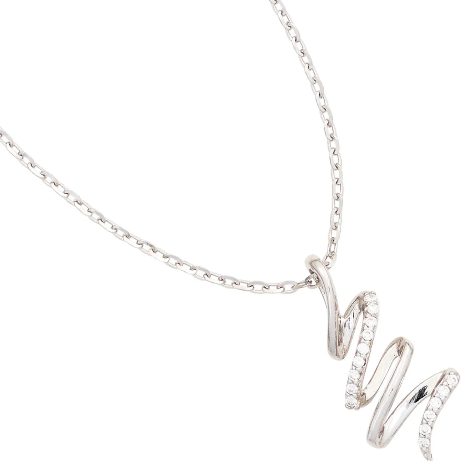 Anhänger 12x25,3mm Schlange mit Zirkonia weiß 925 Silber rhodiniert Damen