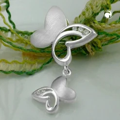 Anhänger 30x17mm Schmetterling Schmetterlinge aus 925 Silber Zirkonia Damen