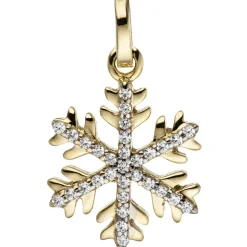 Anhänger 12,1x16,4mm Schneeflocke aus 333 Gold Gelbgold bicolor mit Zirkonia