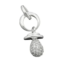 Anhänger 19x9mm Schnuller Nuckel mit Zirkonia 925 Silber Kettenanhänger Damen