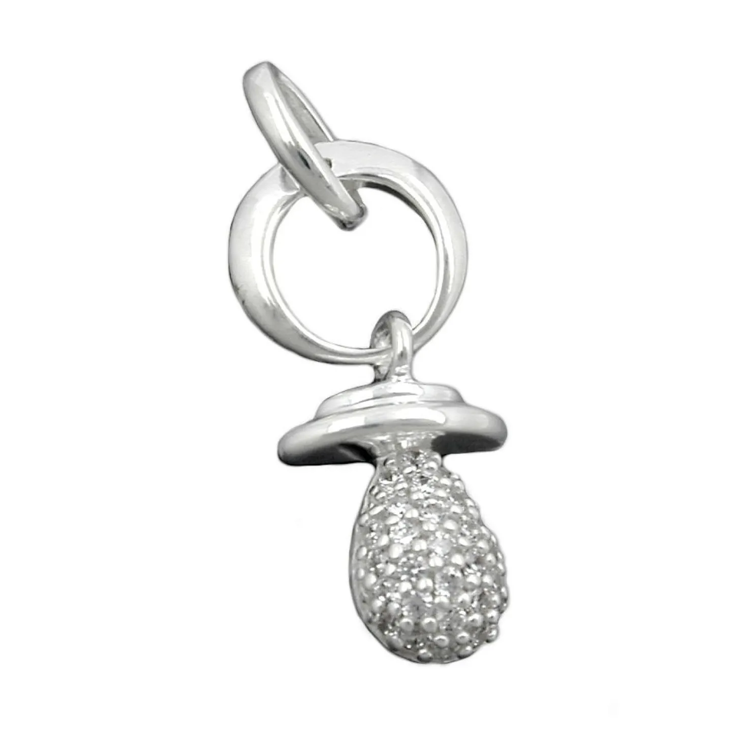 Anhänger 19x9mm Schnuller Nuckel mit Zirkonia 925 Silber Kettenanhänger Damen