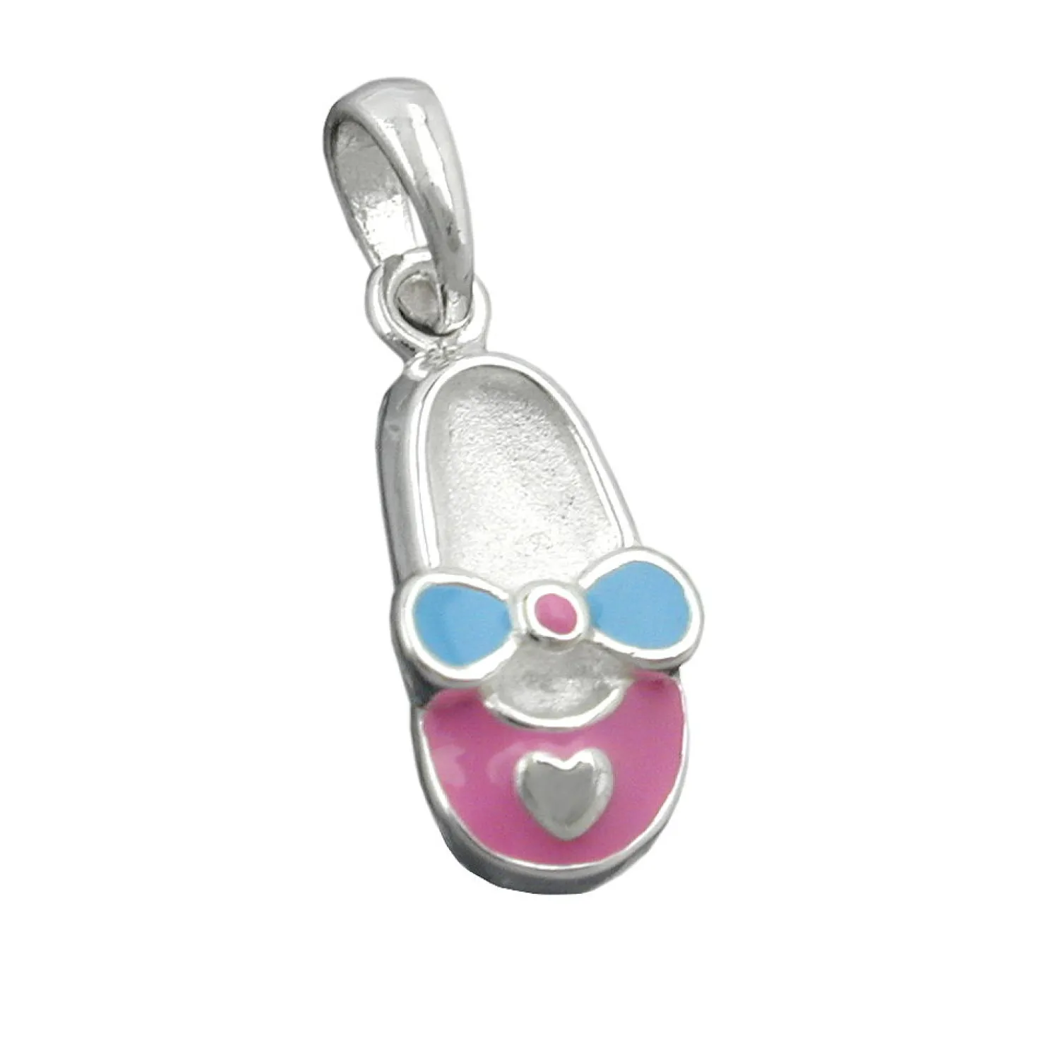 Anhänger 12x6mm Schuh Pantoffel aus 925 Sterling Silber rosa-hellblau Kinder