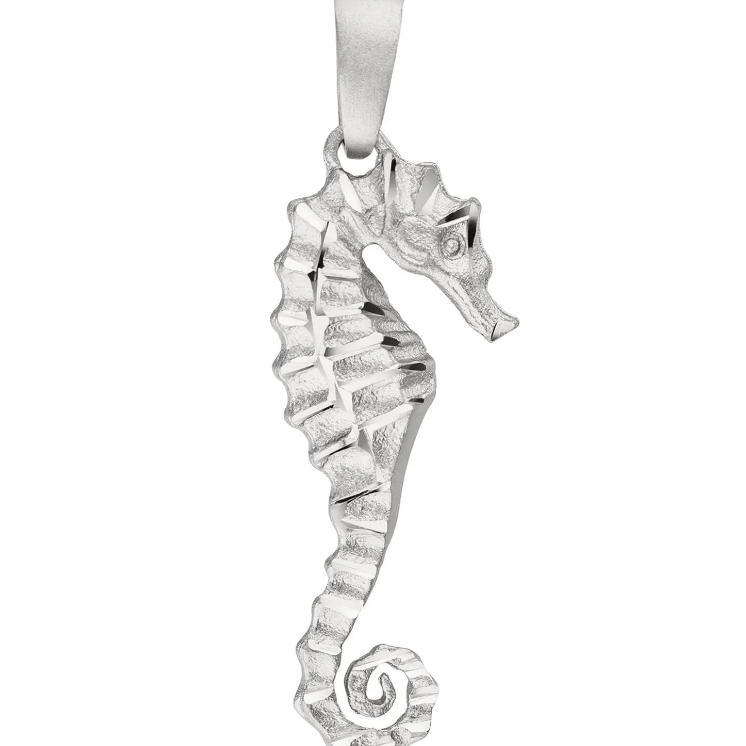 Anhänger 11x28,5mm Seepferdchen 3D-geformt aus 925 Silber teilmattiert