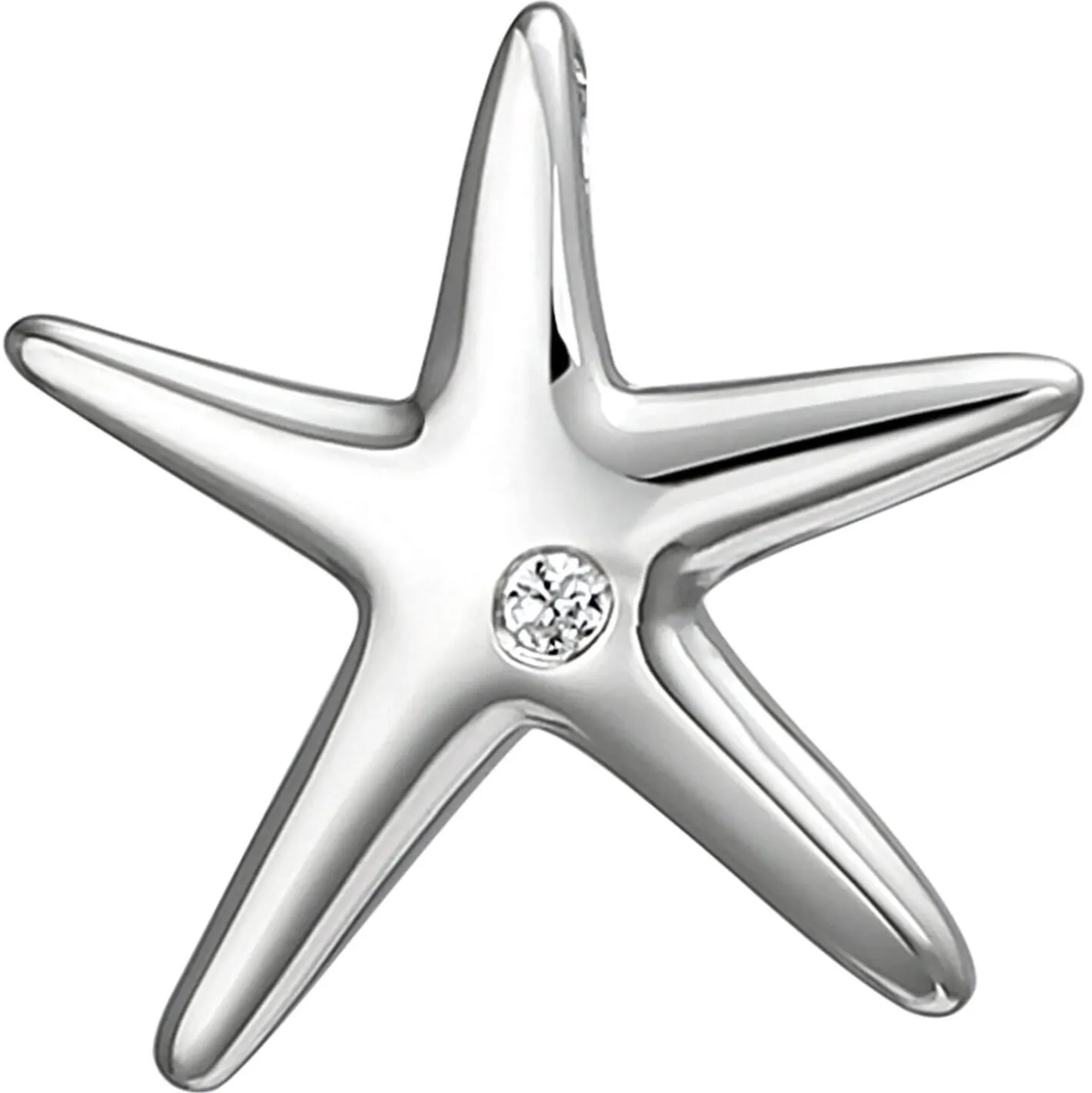 Anhänger 15,7x15mm Seestern aus 925 Silber mit Zirkonia rhodiniert glänzend