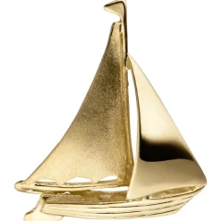 Anhänger 19,4x22,1mm Segelboot Segelschiff Segelyacht aus 925 Silber vergoldet