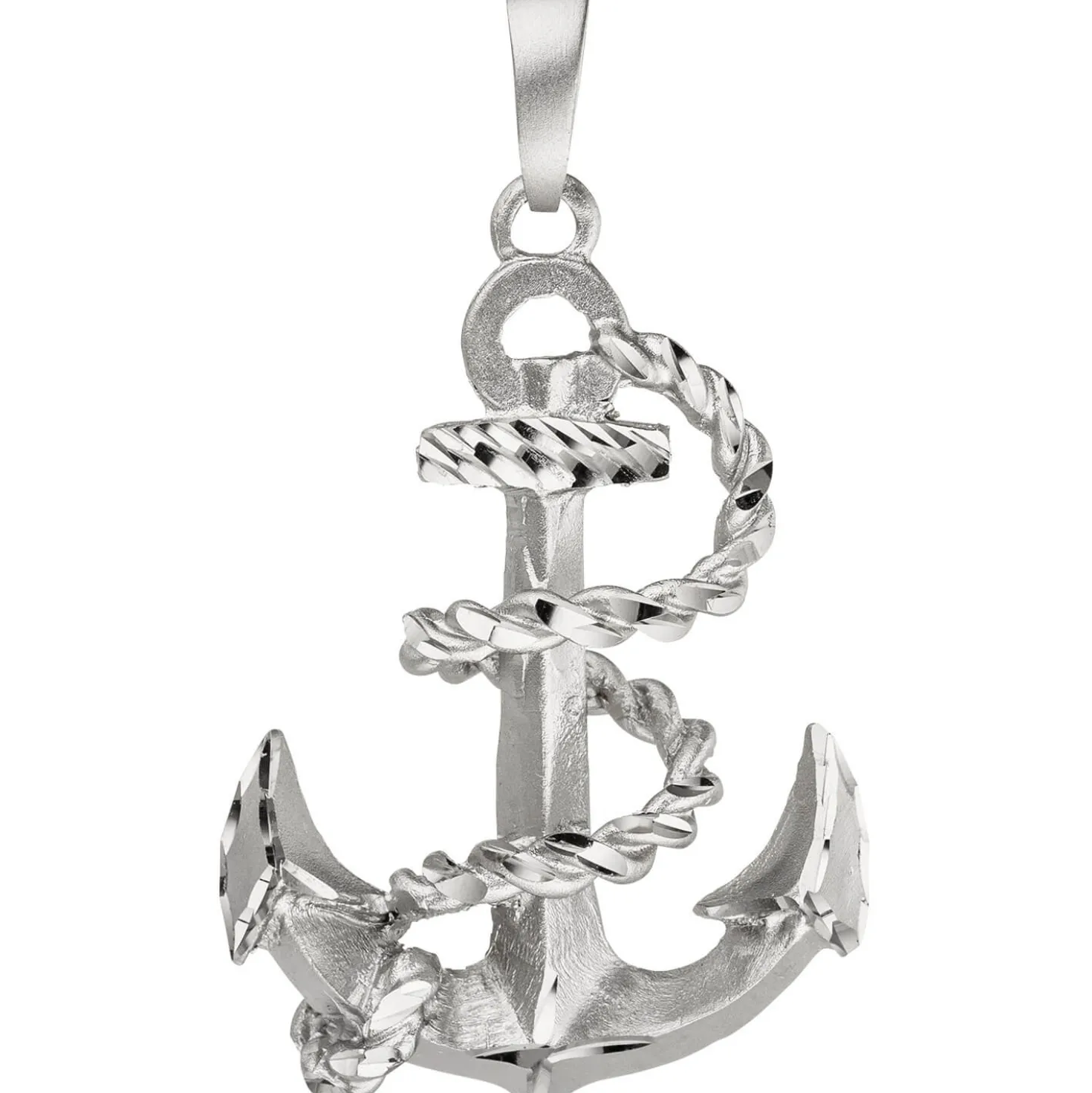 Anhänger 24x35,1mm Silberanhänger Anker Schiffsanker mit Seil 925 Silber