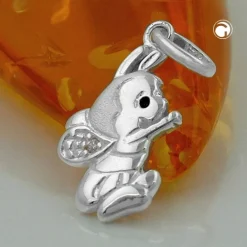 Anhänger 17x9mm Silberanhänger Biene mit Zirkonia 925 Echtsilber für Kinder