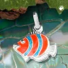 Anhänger 12x12mm Silberanhänger Clownfisch orange blau 925 Silber Kinder