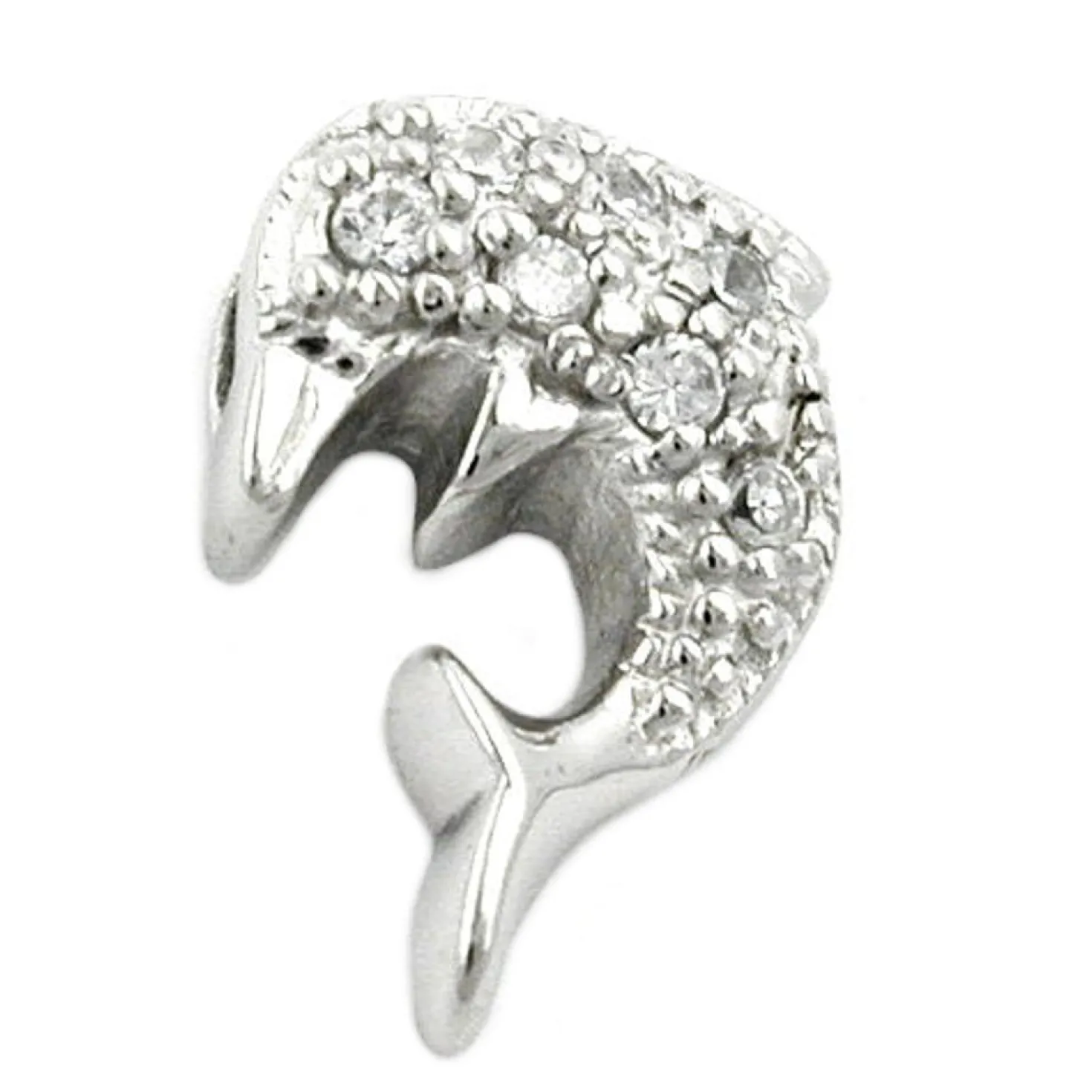 Anhänger 14,5x10mm Silberanhänger Delfin mit Zirkonia 925 Silber Damen