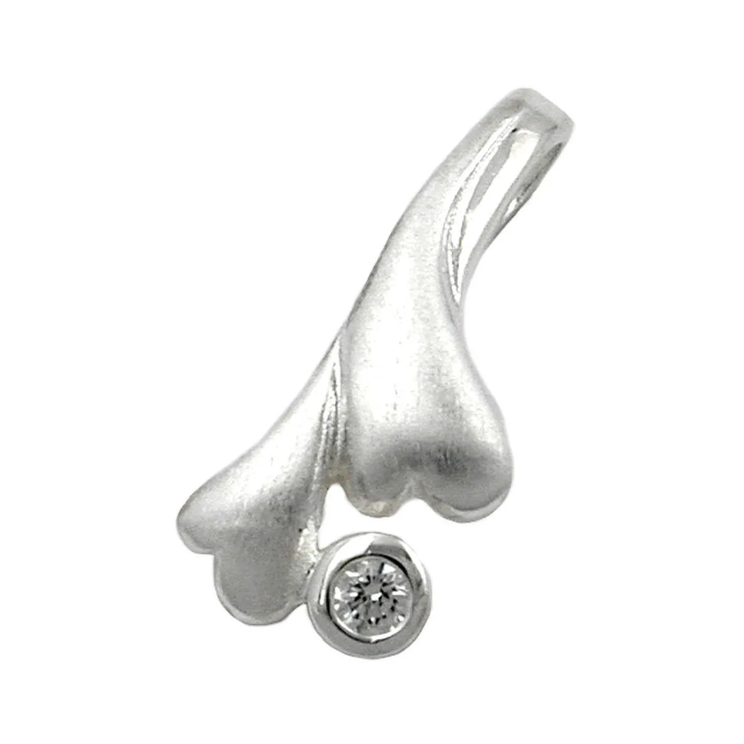 Anhänger 16,3x7mm Silberanhänger 2 Herzen Zirkonia matt 925 Silber Damen