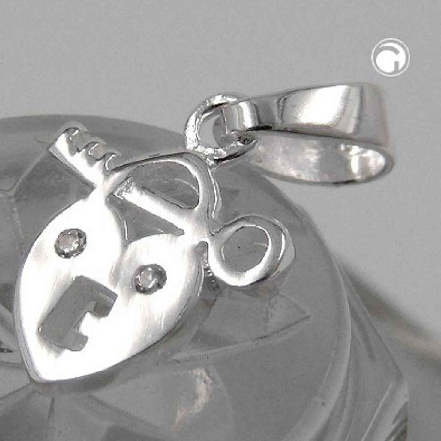 Anhänger 13x11mm Silberanhänger Herz mit Schlüssel aus 925 Silber Damen