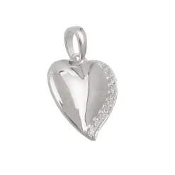 Anhänger 16x14mm Silberanhänger Herz mit weißen Zirkonia 925 Silber Damen