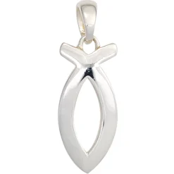 Anhänger 7,7x17,7mm Silberanhänger Ichthys Fisch Symol 925 Silber glänzend Damen