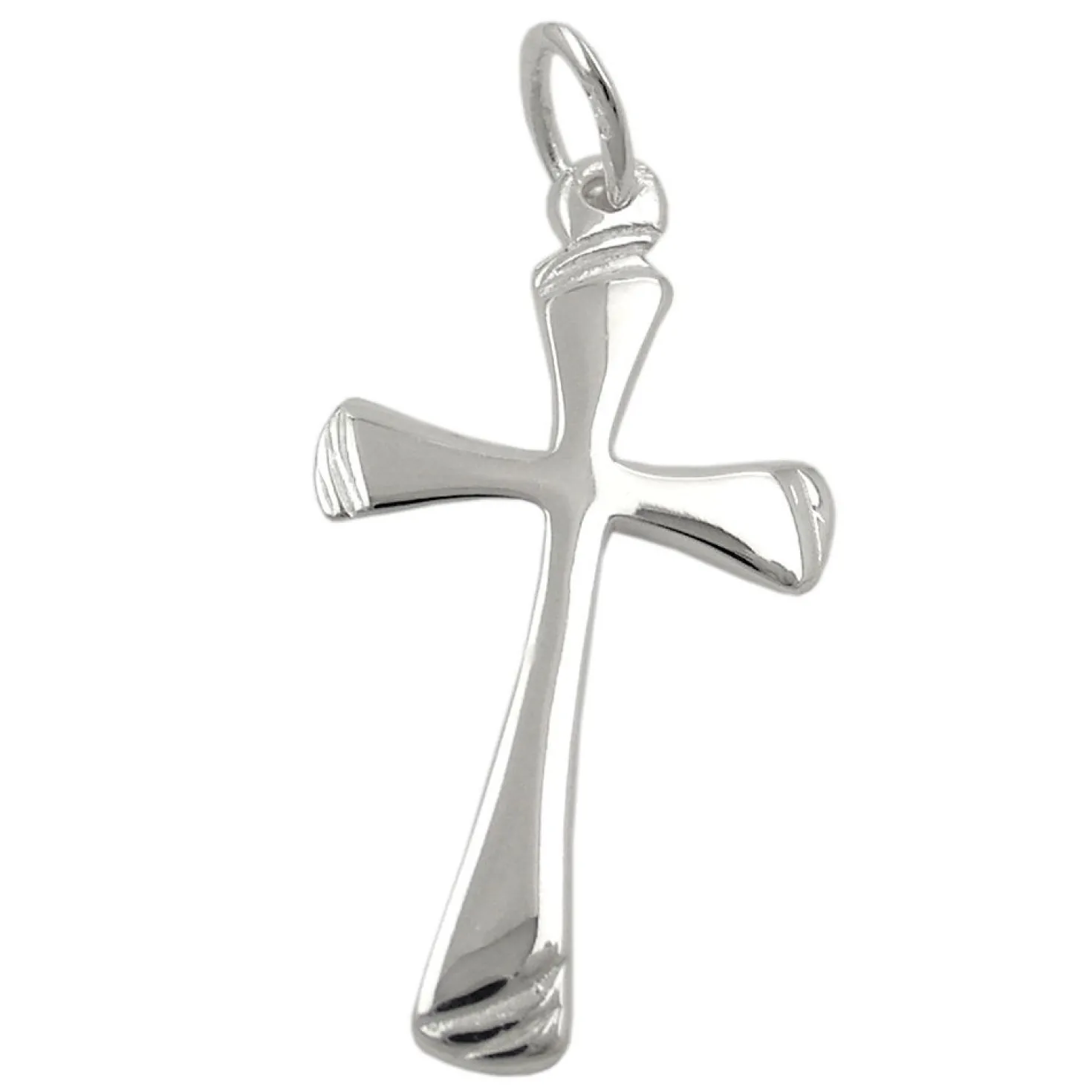 Anhänger 22x13mm Silberanhänger Kreuz Streifen am Enden 925 Silber Unisex