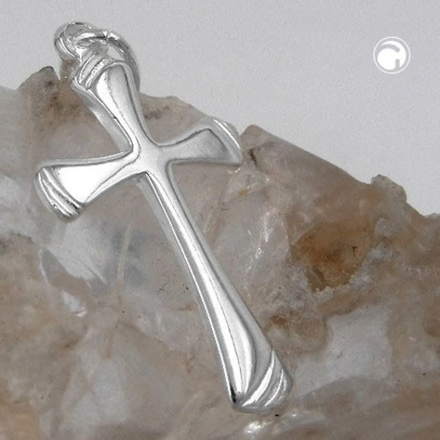 Anhänger 22x13mm Silberanhänger Kreuz Streifen am Enden 925 Silber Unisex