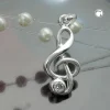 Anhänger 17x8mm Silberanhänger Notenschlüssel Zirkonia 925 Silber Damen