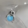 Anhänger 9x7mm Silberanhänger Pinguin schwarz-blau lackiert 925 Silber Kinder