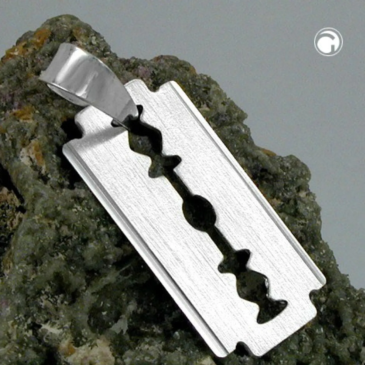 Anhänger 30x15mm Silberanhänger Rasierklinge aus echtem 925 Silber Unisex