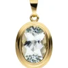 Anhänger 11,6x17,5mm Solitär 585 Gold Gelbgold Aquamarin oval hellblau Damen