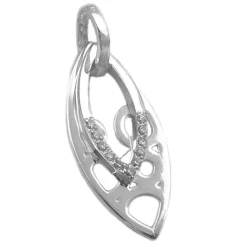 Anhänger 30x12mm spitzoval mit Zirkonia echtes 925 Silber 2-teilig für Damen
