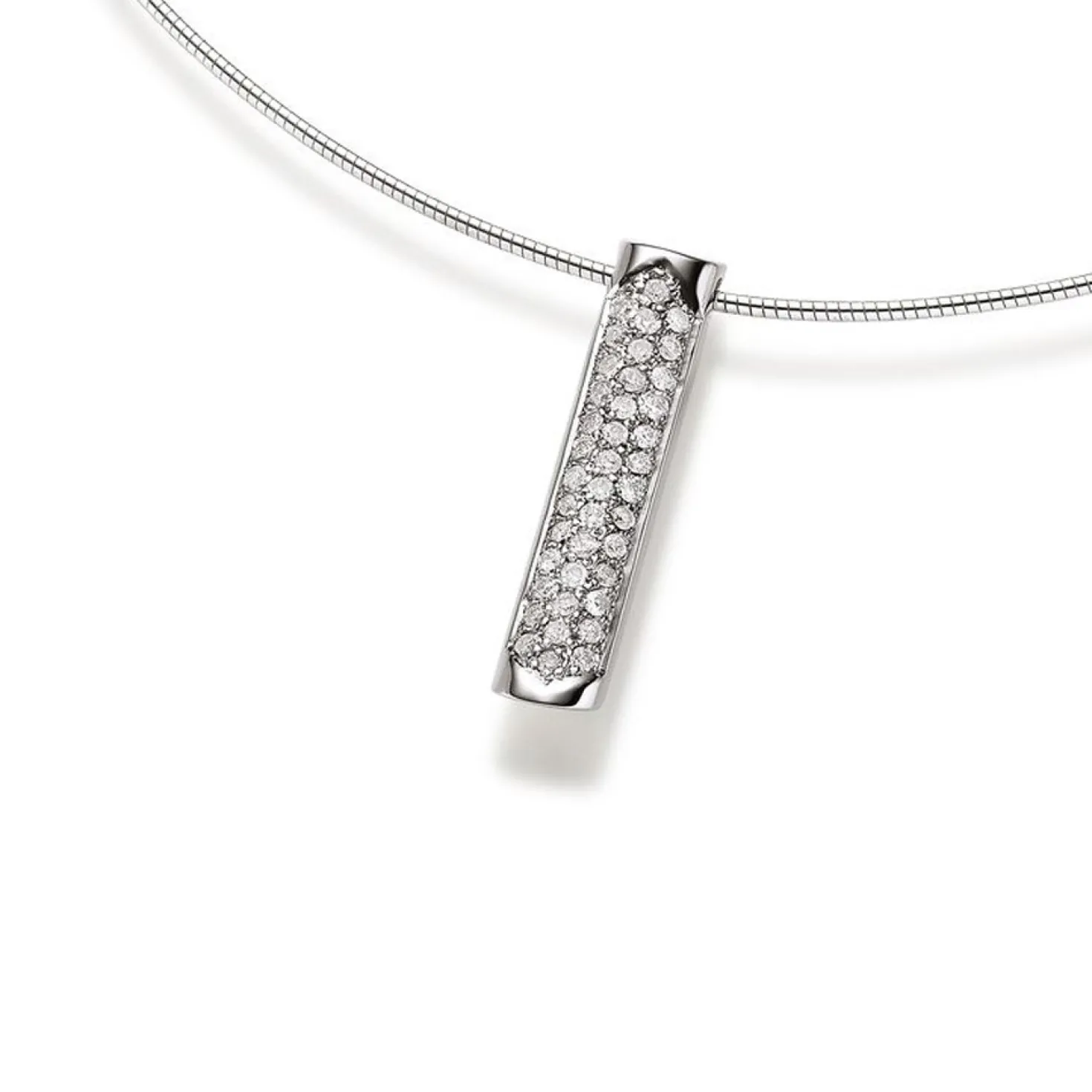 Anhänger 34x6mm Stäbchen mit 40 Diamanten 0,60ct 750 Gold Weißgold