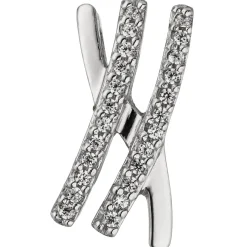 Anhänger 7,6x15,5mm Stäbchen mit weißen Zirkonia 925 Silber Halsschmuck