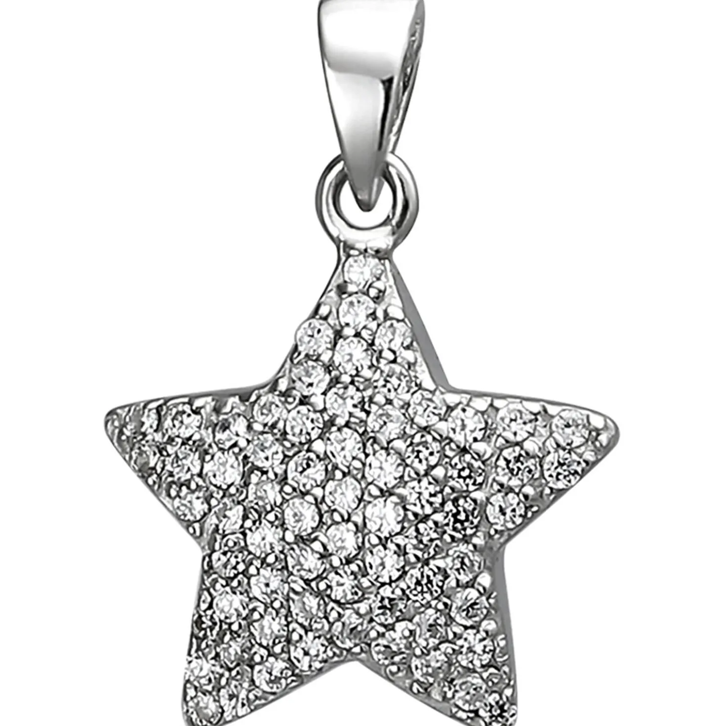 Anhänger 13,5x15,4mm Stern aus 925 Silber mit 67 weißen Zirkonia Damen
