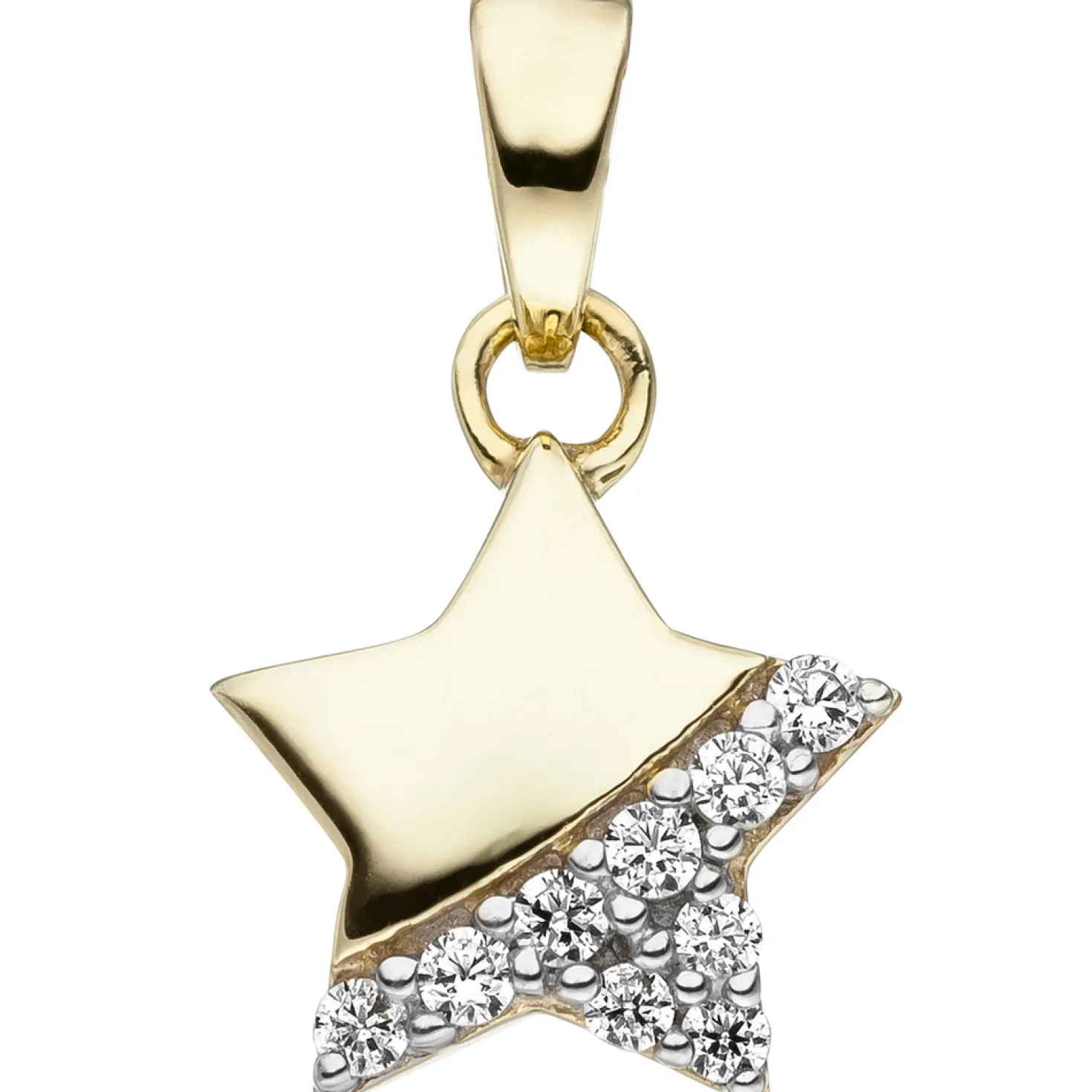 Anhänger 9,1x11,1mm Stern Sternchen mit weißen Zirkonia 375 Gold Gelbgold Kinder