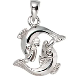 Anhänger 11x13,8mm Sternzeichen Fische aus 925 Echt Silber glänzend Unisex