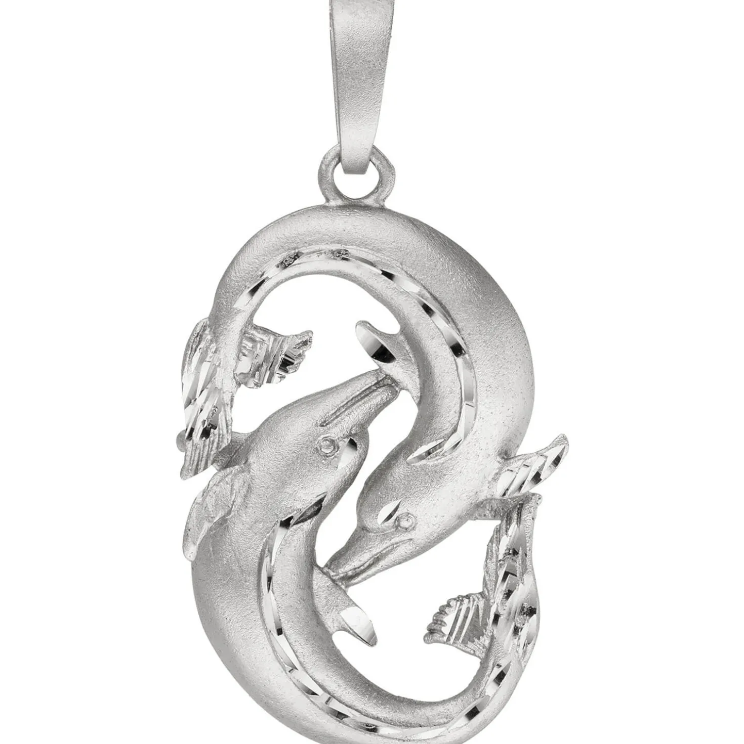 Anhänger 24,5x38,9mm Sternzeichen Fische aus 925 Silber rhodiniert teilmattiert