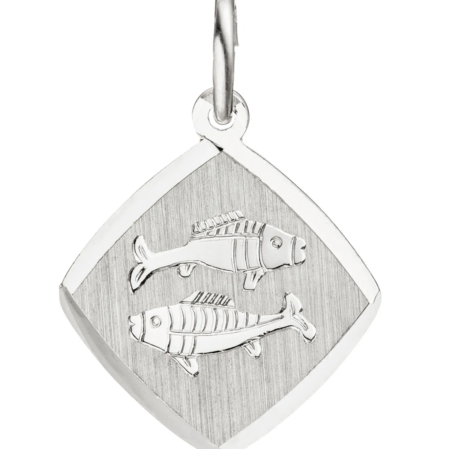 Anhänger 13x14,9mm Sternzeichen Fische aus 925 Silber Rhombus rhodiniert