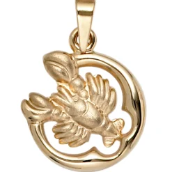 Anhänger 15,3x18mm Sternzeichen Krebs 375 Gold Gelbgold teilmattiert Horoskop