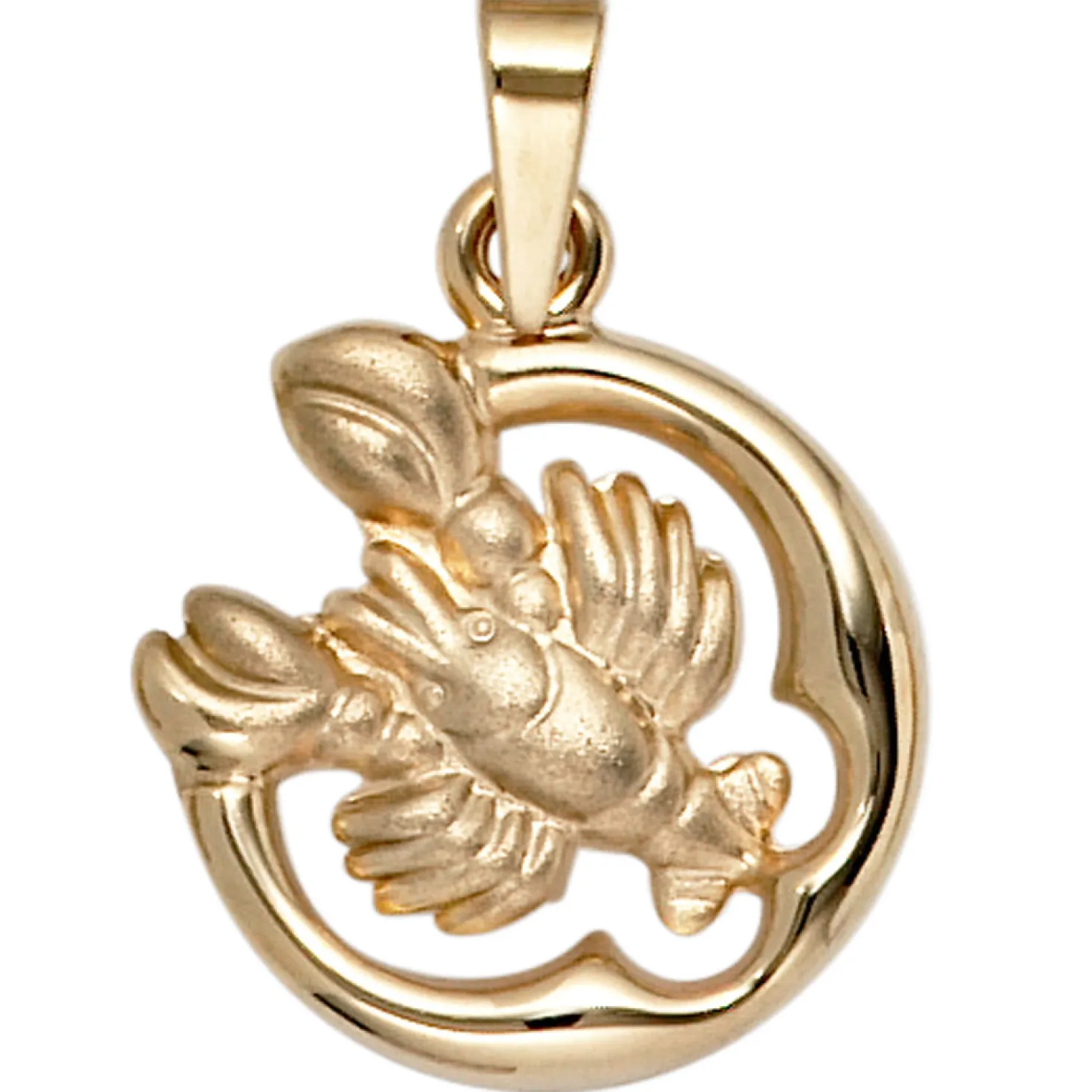 Anhänger 15,3x18mm Sternzeichen Krebs 375 Gold Gelbgold teilmattiert Horoskop