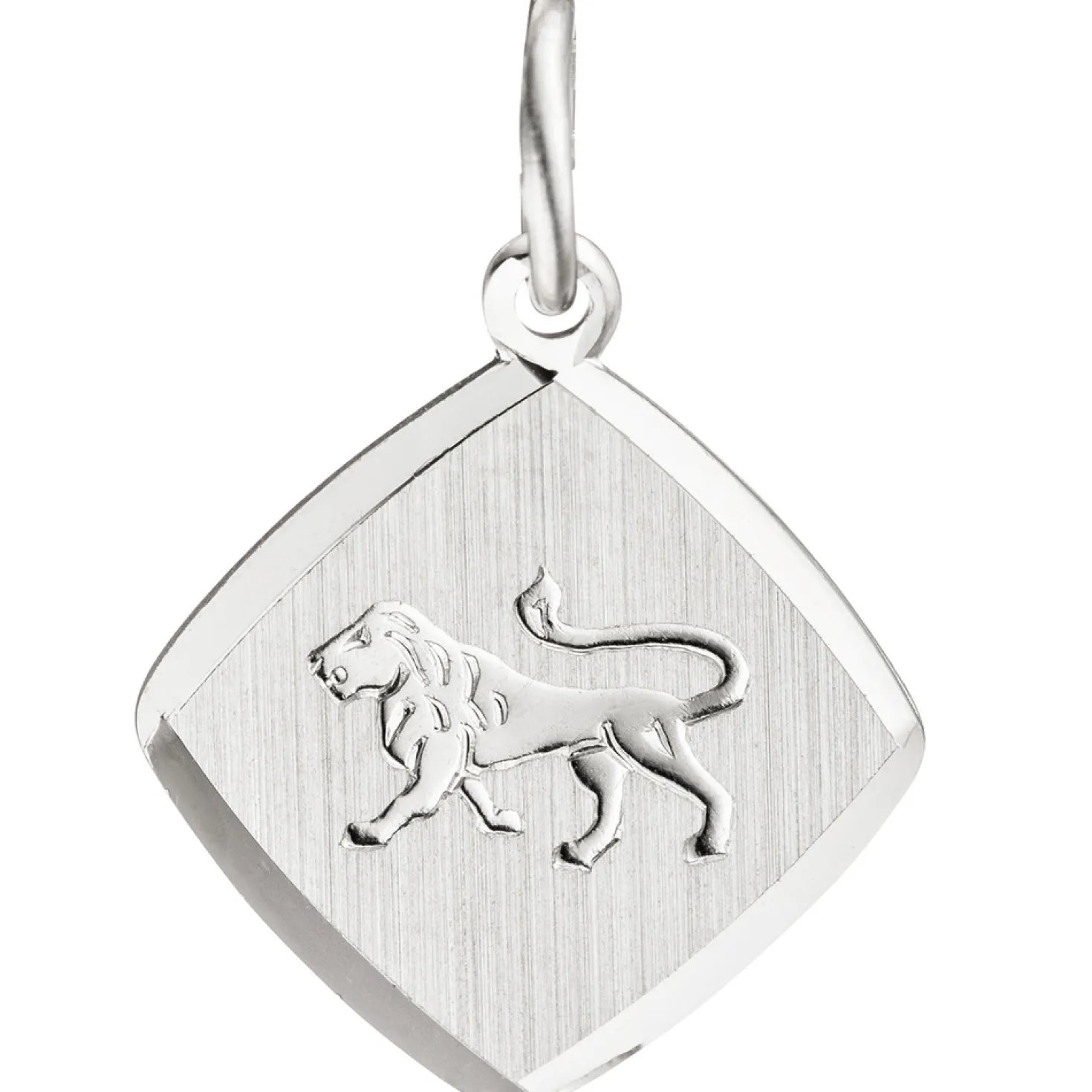 Anhänger 13x14,9mm Sternzeichen Löwe aus 925 Silber Rhombus rhodiniert