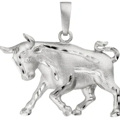 Anhänger 38,7x27,6mm Sternzeichen Stier aus 925 Silber rhodiniert teilmattiert