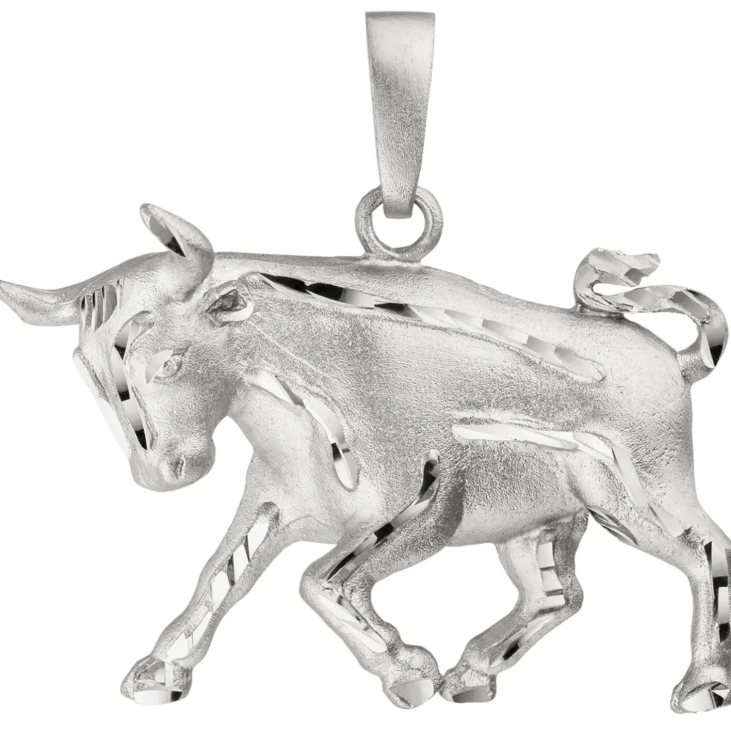 Anhänger 38,7x27,6mm Sternzeichen Stier aus 925 Silber rhodiniert teilmattiert