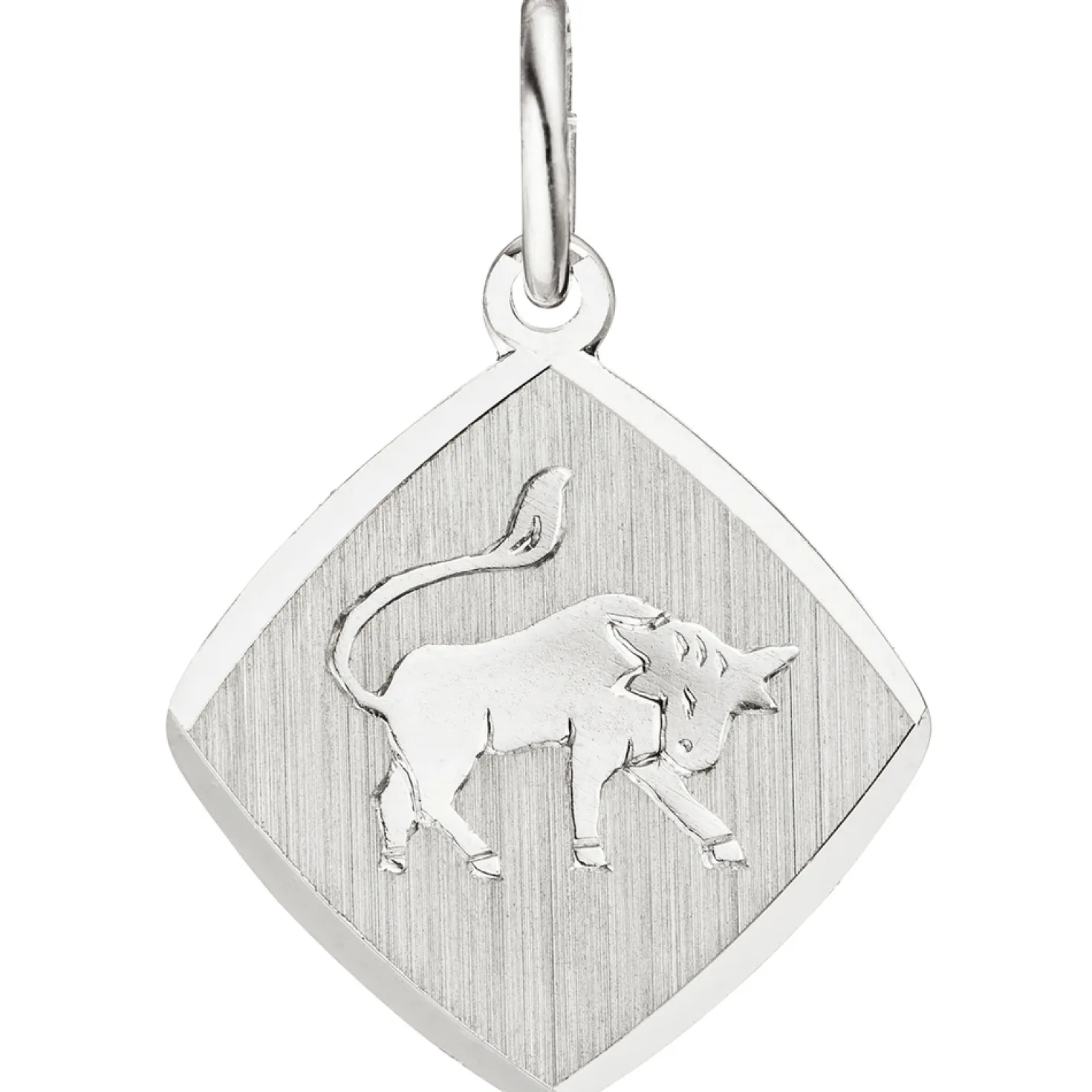 Anhänger 13x14,9mm Sternzeichen Stier aus 925 Silber Rhombus rhodiniert