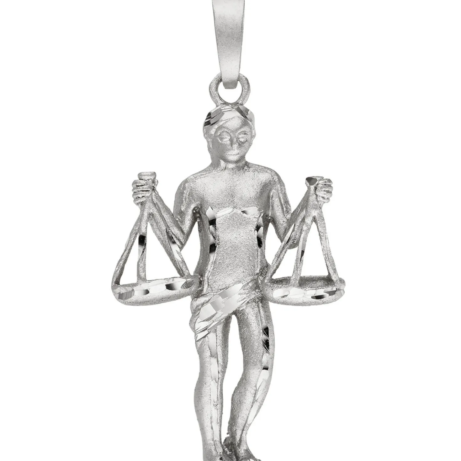 Anhänger 26,3x44,5mm Sternzeichen Waage aus 925 Silber rhodiniert teilmattiert