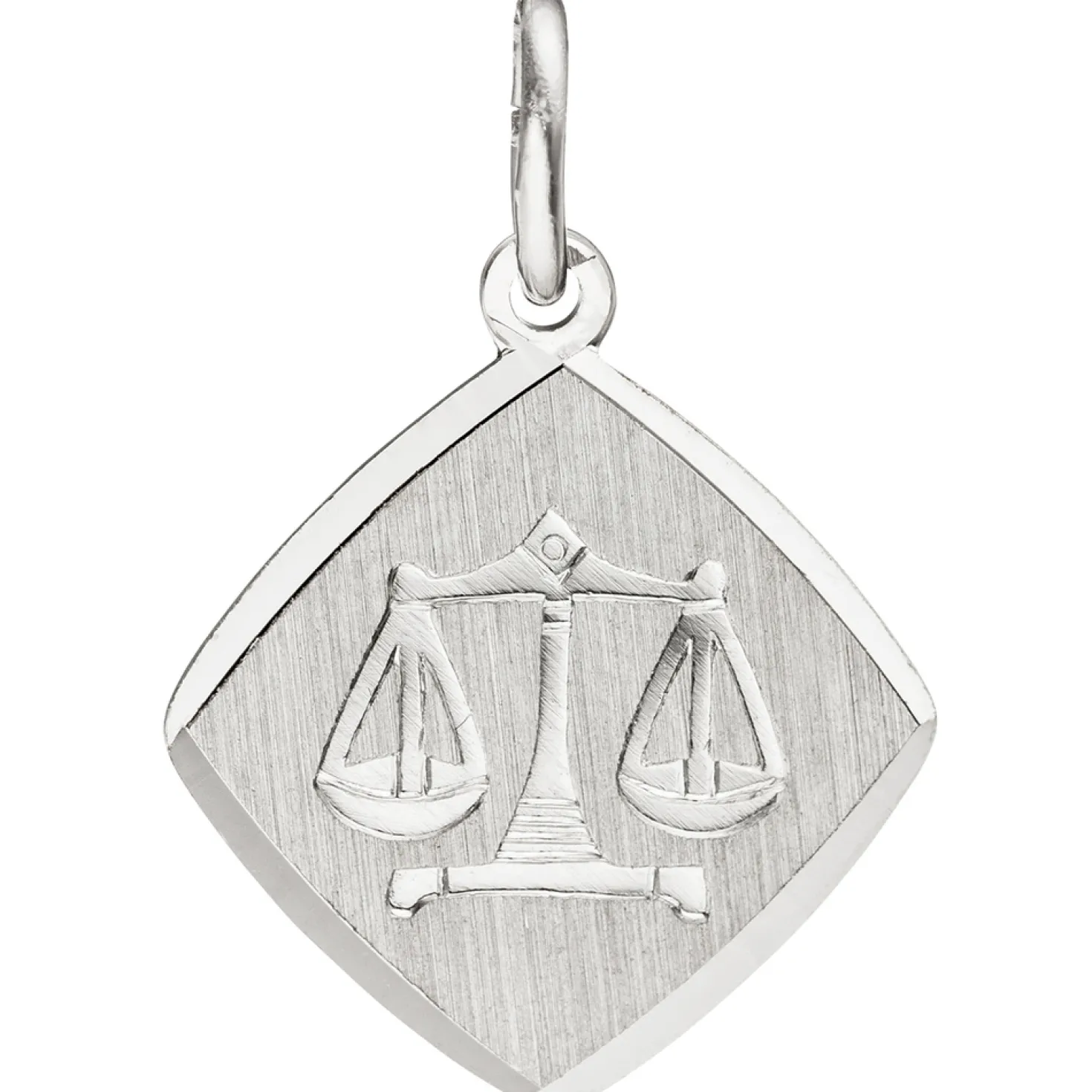 Anhänger 13x14,9mm Sternzeichen Waage aus 925 Silber Rhombus rhodiniert
