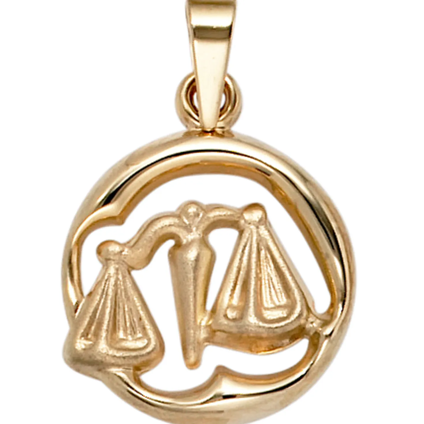 Anhänger 14,9x18,1mm Sternzeichen Waage 375 Gold Gelbgold teilmattiert Horoskop