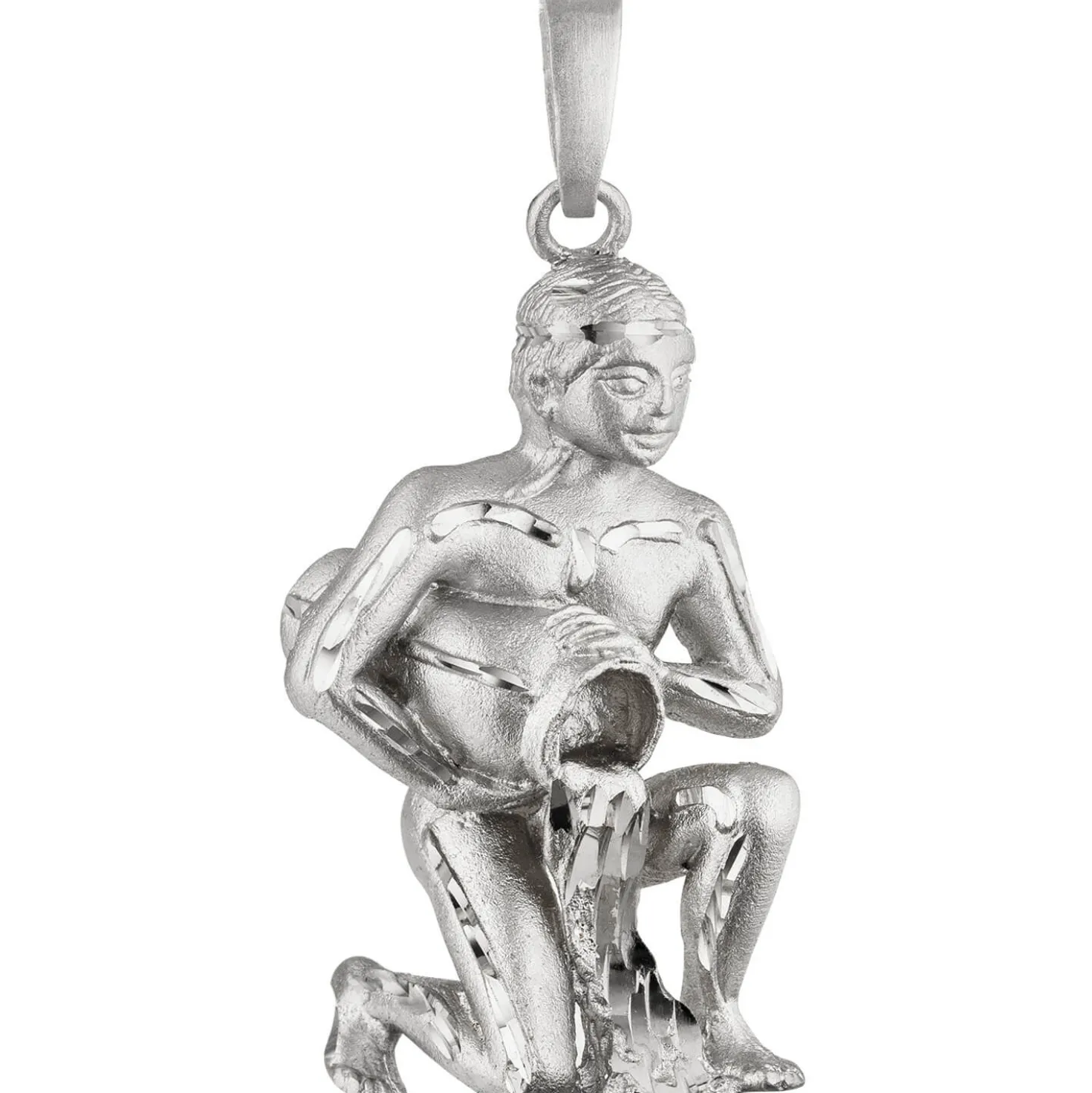 Anhänger 24,1x43,5mm Sternzeichen Wassermann 925 Silber rhodiniert teilmattiert